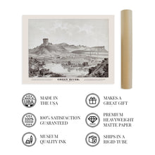 Load image into Gallery viewer, Digitally Restored and Enhanced 1875 Green River Wyoming Map Poster - Old Green River Wyoming Wall Art - History Map of Green River City WY Territory