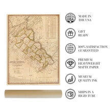 Load image into Gallery viewer, Digitally Restored and Enhanced 1831 Map of Bucks County Pennsylvania - Vintage Map of Bucks County Wall Art - Map of Bucks County PA with Townships and Statistics - Old Bucks County PA Map