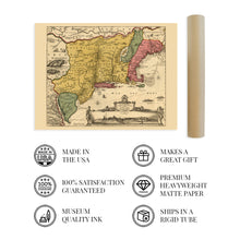 Cargar imagen en el visor de la galería, Digitally Restored and Enhanced 1690 Eastern United States Map Poster - Vintage Wall Map of New England Poster - New Netherland Map History - Old New Amsterdam New York City Map Wall Art