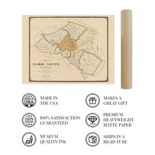 Cargar imagen en el visor de la galería, Digitally Restored and Enhanced 1893 Clarke County Georgia Map - Vintage Map of Georgia Poster - Old Clarke County Map - Restored Georgia Wall Art - Historic Clarke County State of Georgia Wall Map