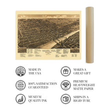 Load image into Gallery viewer, Digitally Restored and Enhanced 1886 Waco Texas Map - Map of Waco Mclennan County Map - History Map of Waco Texas Wall Art - Old Waco TX Map Print