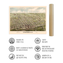 Load image into Gallery viewer, Digitally Restored and Enhanced 1875 Concord New Hampshire Map - Vintage Concord Wall Art Poster - Old Concord New Hampshire Map Print - Bird's Eye View of Concord NH Showing Points of Interest