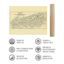 Load image into Gallery viewer, Digitally Restored and Enhanced 1934 Great Smoky Mountains National Park Map - Vintage Great Smoky Mountains Map- Old Smoky Mountains Poster - Preliminary Base Map of Great Smoky Mountains National Park