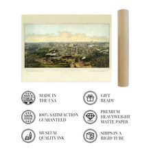 Load image into Gallery viewer, Digitally Restored and Enhanced 1867 Columbus Ohio Map Poster - Vintage Map of Columbus Ohio Wall Art - Old Columbus Map - Historic Columbus Poster Viewed from Capital University