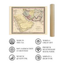 Load image into Gallery viewer, Digitally Restored and Enhanced 1852 Persia and Arabia Map - Map of Middle East - History Map of Persia Arabia Wall Art - Old Middle East Map Poster
