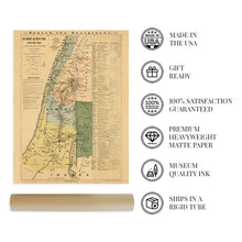 Load image into Gallery viewer, Digitally Restored and Enhanced 1881 The Journeys and Deeds of Jesus Map - Scriptural Index on A New Map of Palestine - Bible Study Map - Biblical Map - Biblical Poster