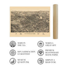 Load image into Gallery viewer, Digitally Restored and Enhanced 1899 Pittsfield Massachusetts Map - Old Map of Pittsfield MA Wall Art - Bird's Eye View Map of Pittsfield City MA Poster