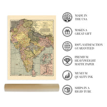 Cargar imagen en el visor de la galería, Digitally Restored and Enhanced 1903 India Map Poster - Vintage Map of India Wall Art - History Map of India Poster - Old Map of the Country of India