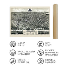 Load image into Gallery viewer, Digitally Restored and Enhanced 1889 Lincoln Nebraska Map - Vintage Lincoln Nebraska Wall Art - Old Lincoln Nebraska Map - Historic Birds Eye View of Lincoln Nebraska Poster