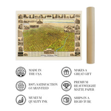 Cargar imagen en el visor de la galería, Digitally Restored and Enhanced 1908 Denver Colorado Map - Vintage Colorado Map - Old Wall Map of Denver Colorado - Bird's Eye View Map of Denver CO