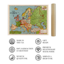 Cargar imagen en el visor de la galería, Digitally Restored and Enhanced 1925 Map of Europe - Vintage Map Europe Wall Art - Bacon's Standard Map of Europe Poster - Vintage Europe Map Poster - Europe Decor Poster Map of Europe