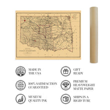 Load image into Gallery viewer, Digitally Restored and Enhanced 1887 Indian Territory Oklahoma Map - Vintage Map of Oklahoma Wall Art - Oklahoma Indian Tribes - Oklahoma State Map - Vintage Oklahoma Map