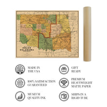 Load image into Gallery viewer, Digitally Restored and Enhanced 1892 Map of the Indian and Oklahoma Territories - Vintage Map of Oklahoma Wall Art - Vintage Oklahoma Map - Indian Territory Map - Oklahoma Map Poster