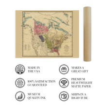 Load image into Gallery viewer, Digitally Restored and Enhanced 1836 Native American History Map - Vintage North America Map of Indian Tribes - North American Indian Tribes Map
