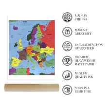 Load image into Gallery viewer, Digitally Restored and Enhanced 2004 Europe Map Poster - Poster Map of Europe Wall Art - Wall Map of Europe - Europe Wall Map