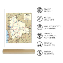 Load image into Gallery viewer, Digitally Restored and Enhanced 2006 Bolivia Map Poster - Map of Bolivia in South America Poster - Map of Bolivia Showing Sucre Santa Cruz and La Paz Bolivia Map Print