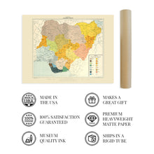 Cargar imagen en el visor de la galería, Digitally Restored and Enhanced 1967 Nigeria Map - Map of Nigeria Languages & Dialects - Old Republic of Nigeria Wall Art - History Map of Nigeria Poster
