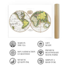 Cargar imagen en el visor de la galería, Digitally Restored and Enhanced 1795 Map of the World - Vintage Map Wall Art - Beautiful Wall Decor - Large Vintage World Map - Vintage World Map Poster - Vintage Old World Map (White)