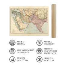 Cargar imagen en el visor de la galería, Digitally Restored and Enhanced 1912 Middle East Map - Vintage Map of Countries Between Constantinople & Calcutta - Old Map of Turkey in Asia Persia Afghanistan & Turkestan - India South Asia Map History