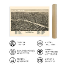 Load image into Gallery viewer, Digitally Restored and Enhanced 1880 Rockford Illinois Map Poster - Map of Rockford Wall Art - Rockford IL Map History - Old Rockford Map of Illinois