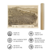 Load image into Gallery viewer, Digitally Restored and Enhanced 1886 Map of Chattanooga Tennessee - Vintage Chattanooga Hamilton County Map of Tennessee - Old Chattanooga Map Poster - Restored Bird's Eye View of Chattanooga Wall Art