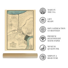 Cargar imagen en el visor de la galería, Digitally Restored and Enhanced 1875 New Orleans Louisiana Map - Vintage Map of New Orleans Translated from the Original Spanish Plan Dated 1798 - New Orleans Art Wall Decor Poster Print