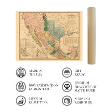 Cargar imagen en el visor de la galería, Digitally Restored and Enhanced 1846 United States of Mexico Map Poster - Vintage Map of Mexico Wall Art - Old United States of Mexico Wall Map - Mapa de Mexico - Historic Map of Mexico States