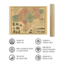 Load image into Gallery viewer, 1875 Clark County Indiana Map - Vintage Clark County Map of Indiana - Historic Jeffersonville Indiana Map - Old Clark County Indiana Wall Art - Louisville Metropolitan Area