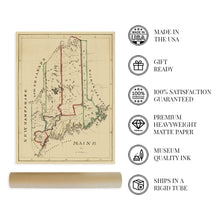Load image into Gallery viewer, 1820 Maine State Map - Maine State Vintage Map - Wall Map Maine State Wall Art - Vintage Maine Map Poster - Old Map of Maine Wall Art - Maine Poster Map