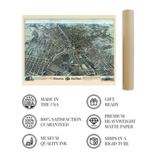 Load image into Gallery viewer, Digitally Restored and Enhanced 1874 Syracuse New York Map Wall Art - Old Map of Syracuse NY Wall Decor - Historic Birds Eye View of Syracuse Poster with Index and Points of Interest