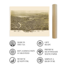 Load image into Gallery viewer, 1890 Scranton Pennsylvania Map - 18x24 Inch Vintage Map of Scranton PA Wall Art - Old Scranton Map - Historic Scranton Poster - Bird's Eye View Wall Map of Scranton PA