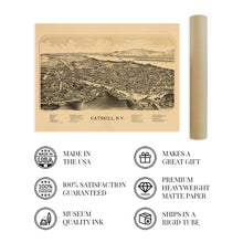 Cargar imagen en el visor de la galería, Digitally Restored and Enhanced 1889 Catskill NY Map - Vintage Catskill Map Wall Art - Old Catskill New York Map Poster - Historic Greene County Map - Birds Eye View of Catskill Town Map History
