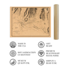 Load image into Gallery viewer, Digitally Restored and Enhanced 1887 Honolulu Hawaii Map Poster - Vintage Map of Honolulu Wall Art - Old Honolulu Map - Historic Honolulu HI and Vicinity Showing Drainage and Public Buildings