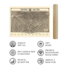 Load image into Gallery viewer, Digitally Restored and Enhanced 1923 Washington DC Map Art - Washington DC Vintage Map Poster - Old Washington DC Wall Art - Vintage Washington DC Map Art - Baltimore and Ohio Railroad Company