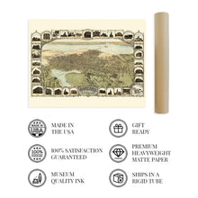Load image into Gallery viewer, Digitally Restored and Enhanced 1900 Oakland California Map Poster - Vintage Oakland Map Wall Art - Old Oakland Poster - Historic Birds Eye View Map of The City of Oakland CA with Illustrations