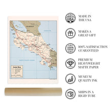 Cargar imagen en el visor de la galería, Digitally Restored and Enhanced 1987 Costa Rica Map Poster - Vintage Wall Map of Costa Rica Wall Art - Old Map of San Jose Costa Rica Central America - Restored Costa Rica History Map Print