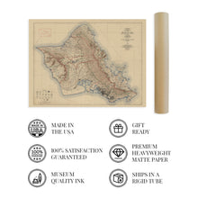 Load image into Gallery viewer, Digitally Restored and Enhanced 1938 Island of Oahu Map - Oahu Hawaii Vintage Map Wall Art - Topographic Map of the Island of Oahu Poster - City and County of Honolulu Hawaii - Oahu Print