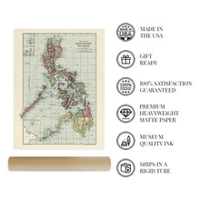 Load image into Gallery viewer, Digitally Restored and Enhanced 1906 Philippines Map Poster - Vintage Map of The Philippines Wall Art - Historic Map of Philippines Wall Decor - Old Philippines Artwork