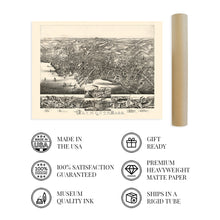 Load image into Gallery viewer, Digitally Restored and Enhanced 1882 Plymouth Massachusetts Map Poster - Vintage Plymouth Massachusetts Wall Art - Old Plymouth Massachusetts Map Poster Showing Index to Points of Interest
