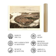 Load image into Gallery viewer, Digitally Restored and Enhanced 1877 Boston Map Wall Art View from the North - Vintage Map of City of Boston Wall Art - Vintage Boston Poster - Boston Map Poster - Map of Boston Massachusetts