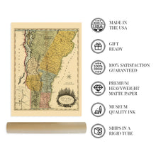 Cargar imagen en el visor de la galería, Digitally Restored and Enhanced 1814 Vermont Map - Vermont State Vintage Map - Vermont Wall Art - Old Vermont Map Poster - Vermont Wall Decor - Map of Vermont from Actual Survey