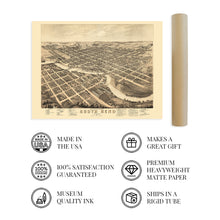 Load image into Gallery viewer, Digitally Restored and Enhanced 1874 South Bend Indiana Map - Old South Bend St Joseph County Indiana Wall Art - History Map of South Bend City IN Poster