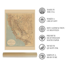 Cargar imagen en el visor de la galería, Digitally Restored and Enhanced 1874 California Nevada Map Poster - Vintage California Map Poster - Old Nevada Wall Art - California Wall Map History