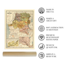 Cargar imagen en el visor de la galería, Digitally Restored and Enhanced 1896 Belgian Congo Map - Vintage Congo Wall Art - Democratic Republic of the Congo Map - DRC Congo Kinshasa Formerly Zaire - Historic Belgian Congo Central Africa Map