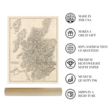 Load image into Gallery viewer, Digitally Restored and Enhanced 1855 Map of Scotland - Vintage Scotland Poster - Historic Map of Edinburgh Scotland - History Map of Glasgow Scotland Wall Art - Old Scotland United Kingdom Map