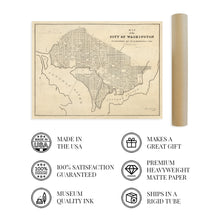 Cargar imagen en el visor de la galería, Digitally Restored and Enhanced 1840 Map of Washington DC - Vintage Washington DC Map Print - Historic Washington DC Map Art - Old Washington DC Poster - History Map of the City of Washington DC Wall Art