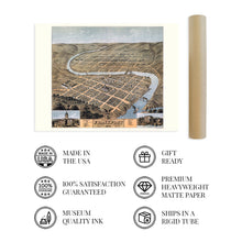 Load image into Gallery viewer, Digitally Restored and Enhanced 1871 Frankfort Kentucky Map Poster - Vintage Frankfort Kentucky Wall Art - Old Frankfort Kentucky Map - Bird's Eye View of Frankfort KY Looking South East