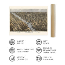 Load image into Gallery viewer, Digitally Restored and Enhanced 1868 Grand Rapids Michigan Map - Vintage Grand Rapids Wall Art - Old Map of Grand Rapids MI Poster - Historic Bird's Eye View of Grand Rapids Michigan Map Poster