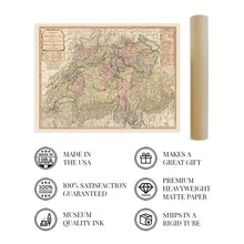Cargar imagen en el visor de la galería, Digitally Restored and Enhanced 1794 Switzerland Map Poster - Map of Switzerland Wall Art - Old Switzerland Poster - History Map of Switzerland
