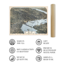 Load image into Gallery viewer, Digitally Restored and Enhanced 1893 Jacksonville Florida Map - Jacksonville Map Wall Art - Old Jacksonville FL Map - Bird's Eye View Vintage Map of Jacksonville Florida with Points of Interest